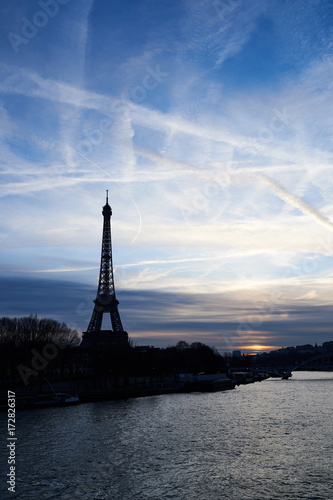 Airplane jetstreams above Paris