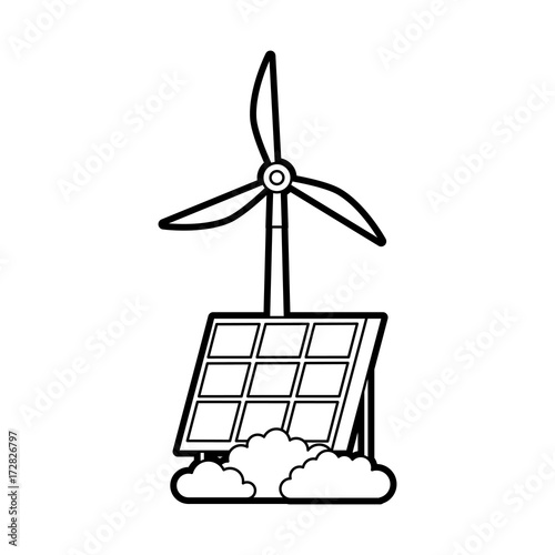 solar panel windmill technologies alternative energy sources vector illustration