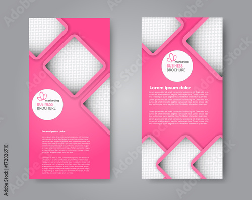 Vector flyer and leaflet design. Set of two side brochure templates. Vertical banners. Pink color. Vector illustration.