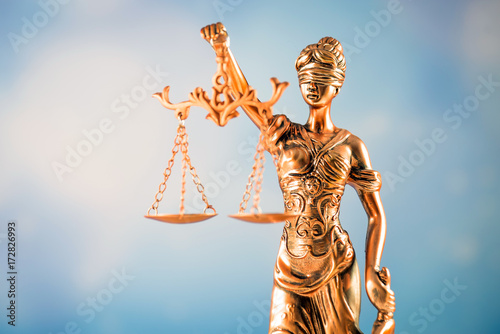 Law and Justice symbol. blue sky background