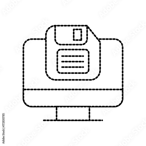 office computer and diskette backup information security vector illustration