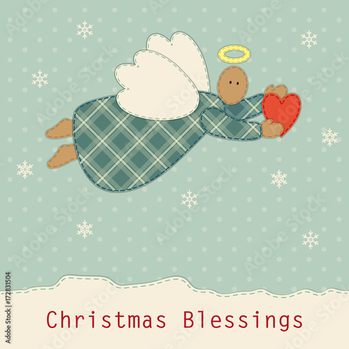 Cute vintage patchwork Christmas angel