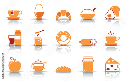 Frühstück Iconset - Orange (Schatten)