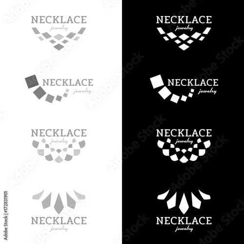 Necklace logo with square diamond shape black and gray  tone vector design