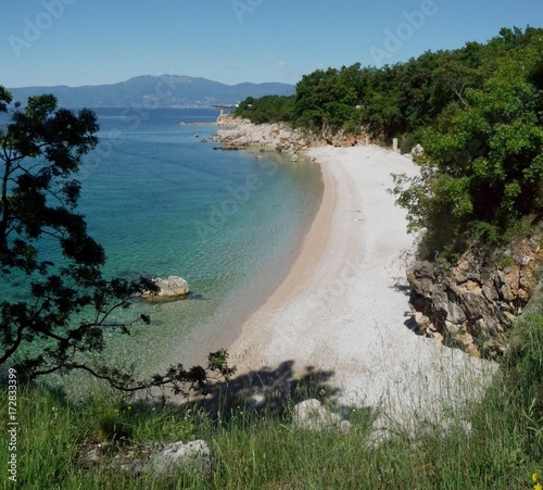 Typical croatinan beach in Rijeka, Croatia