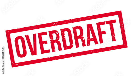 Overdraft rubber stamp. Grunge design with dust scratches. Effects can be easily removed for a clean, crisp look. Color is easily changed.