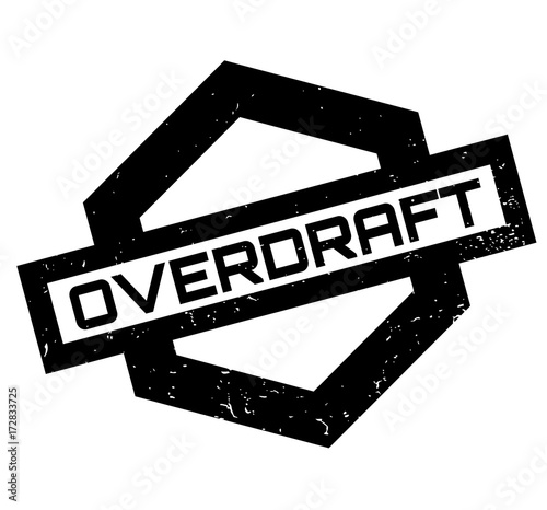 Overdraft rubber stamp. Grunge design with dust scratches. Effects can be easily removed for a clean, crisp look. Color is easily changed.