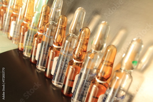 A lot of ampules with different medicine