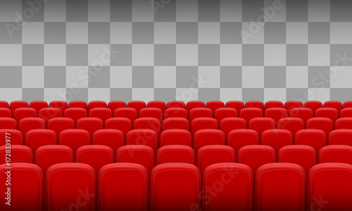 Red chairs of the cinema on a transparent background. Vector illustration
