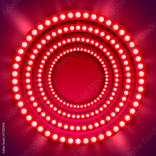 Show light circle red background. Vector illustration