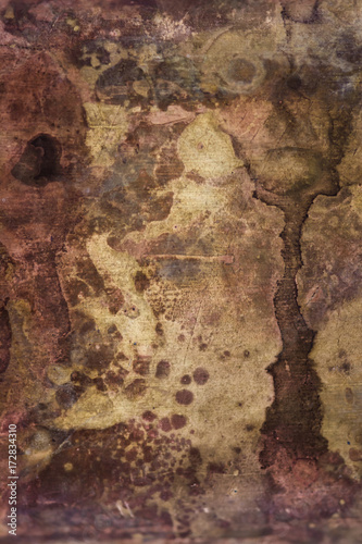 Strong corrosion of metal surface. Copper rusty texture. Abstract image. Background. Template.