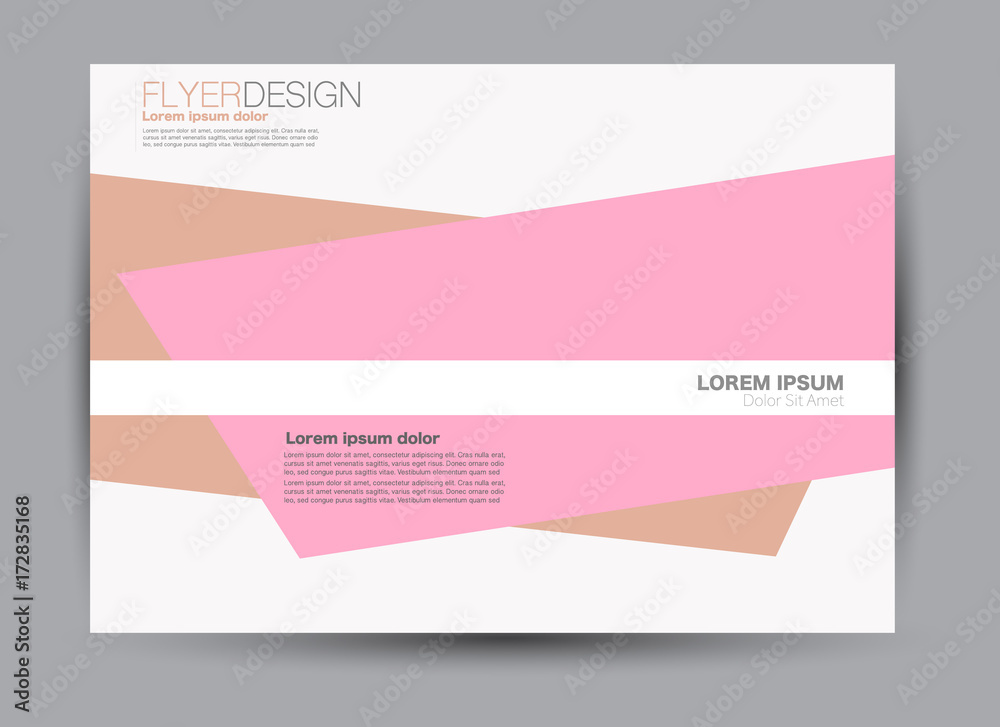 Flyer, brochure, billboard template design landscape orientation for education, presentation, website. Pink and brown color. Editable vector illustration.