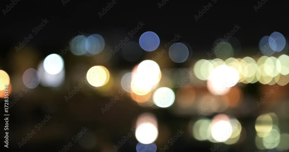 Blur light view with water reflection at night Blur light view with water reflection at night