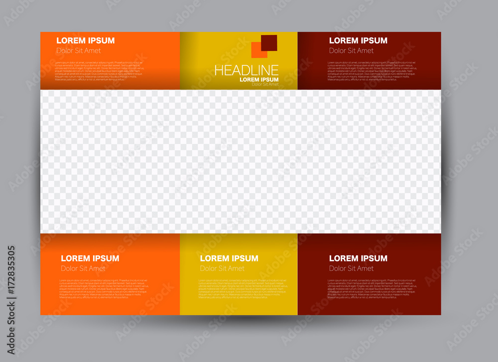 Flyer, brochure, billboard template design landscape orientation for education, presentation, website. Orange and red color. Editable vector illustration.