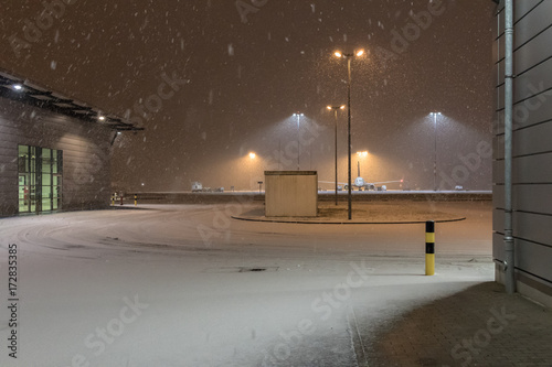 Schönefeld Airport in Berlin during heavy snow photo