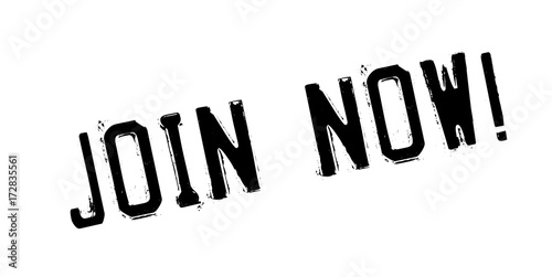 Join Now rubber stamp. Grunge design with dust scratches. Effects can be easily removed for a clean, crisp look. Color is easily changed.