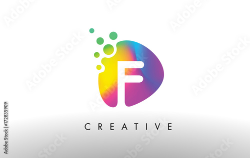 F Colorful Logo Design Shape. Purple Abstract Shape Letter Icon.