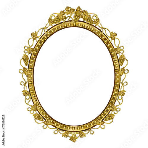 Decorative frame of golden color of an oval form