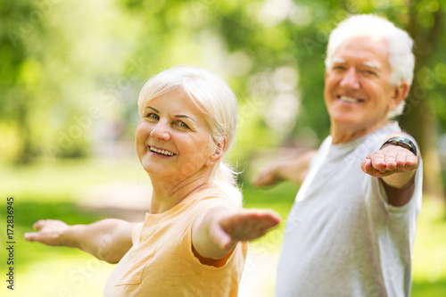 Wallpaper Mural Senior Couple Exercising In Park
 Torontodigital.ca