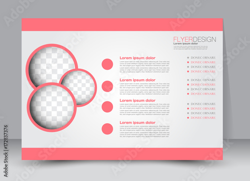 Flyer, brochure, billboard template design landscape orientation for education, presentation, website. Orange color. Editable vector illustration.