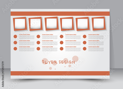 Flyer, brochure, billboard template design landscape orientation for education, presentation, website. Orange color. Editable vector illustration.