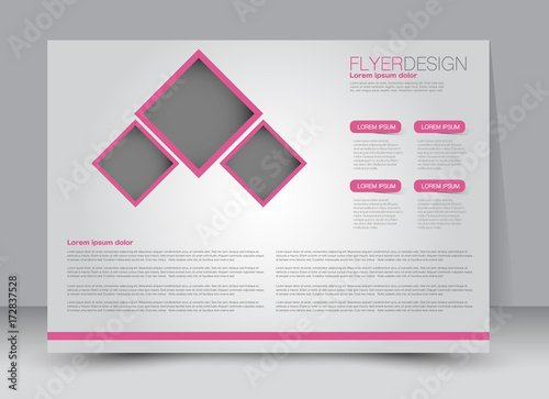 Flyer, brochure, billboard template design landscape orientation for education, presentation, website. Pink color. Editable vector illustration.