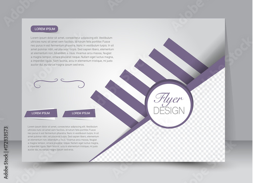 Flyer, brochure, billboard template design landscape orientation for education, presentation, website. Purple color. Editable vector illustration.
