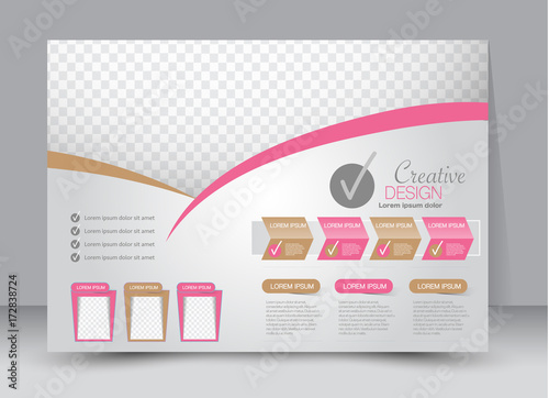 Flyer, brochure, billboard template design landscape orientation for education, presentation, website. Pink and brown color. Editable vector illustration.