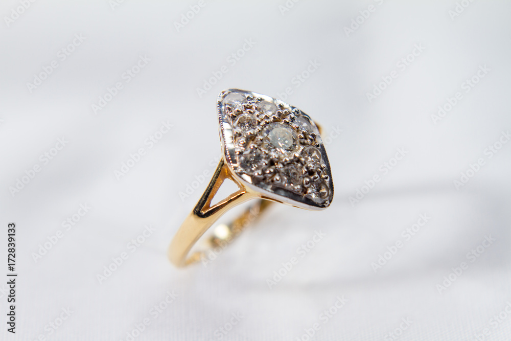 Diamond Engagement gold ring. Beginning of couple life Diamond Engagement gold ring. Beginning of couple life