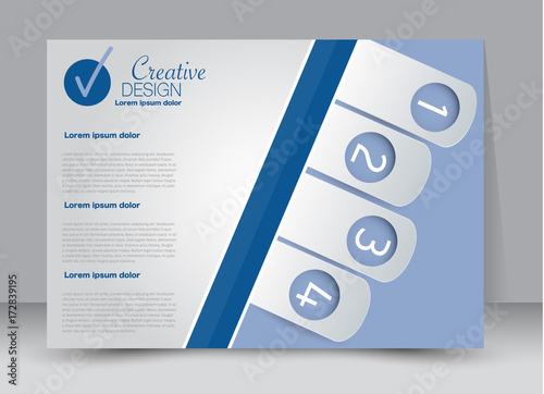 Flyer, brochure, billboard template design landscape orientation for education, presentation, website. Blue color. Editable vector illustration.