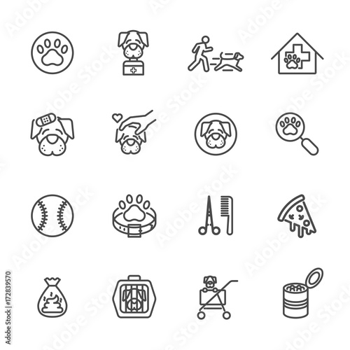 Dog is my best friend, Simple thin line icons set. Vector icon design