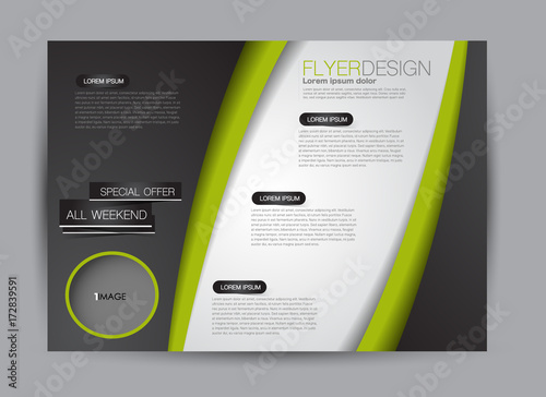 Flyer, brochure, billboard template design landscape orientation for education, presentation, website. Black and green color. Editable vector illustration.