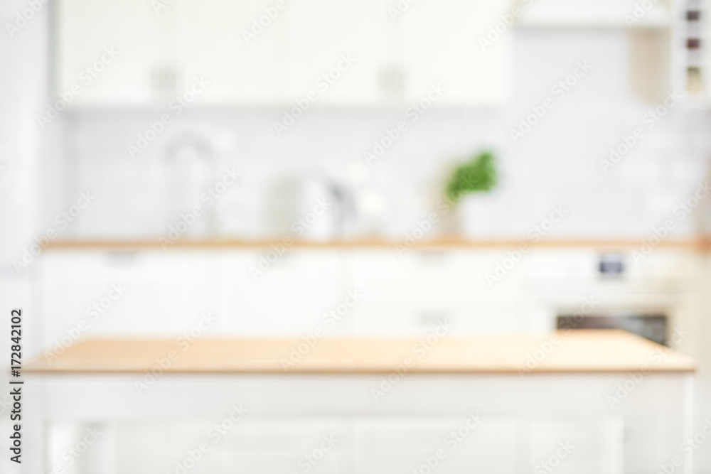 Defocused kitchen interior background