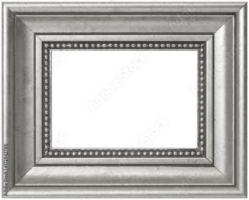 Silver Aged Vintage Picture Frame - Isolated on White
