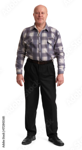full length portrait of a smiling old man