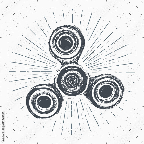 Spinner vintage label, Hand drawn sketch, grunge textured retro badge, typography design t-shirt print, vector illustration