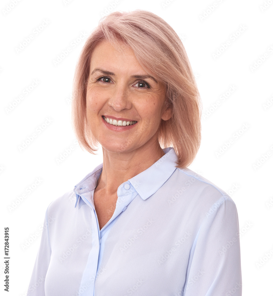 Beautiful senior woman smiling. isolated