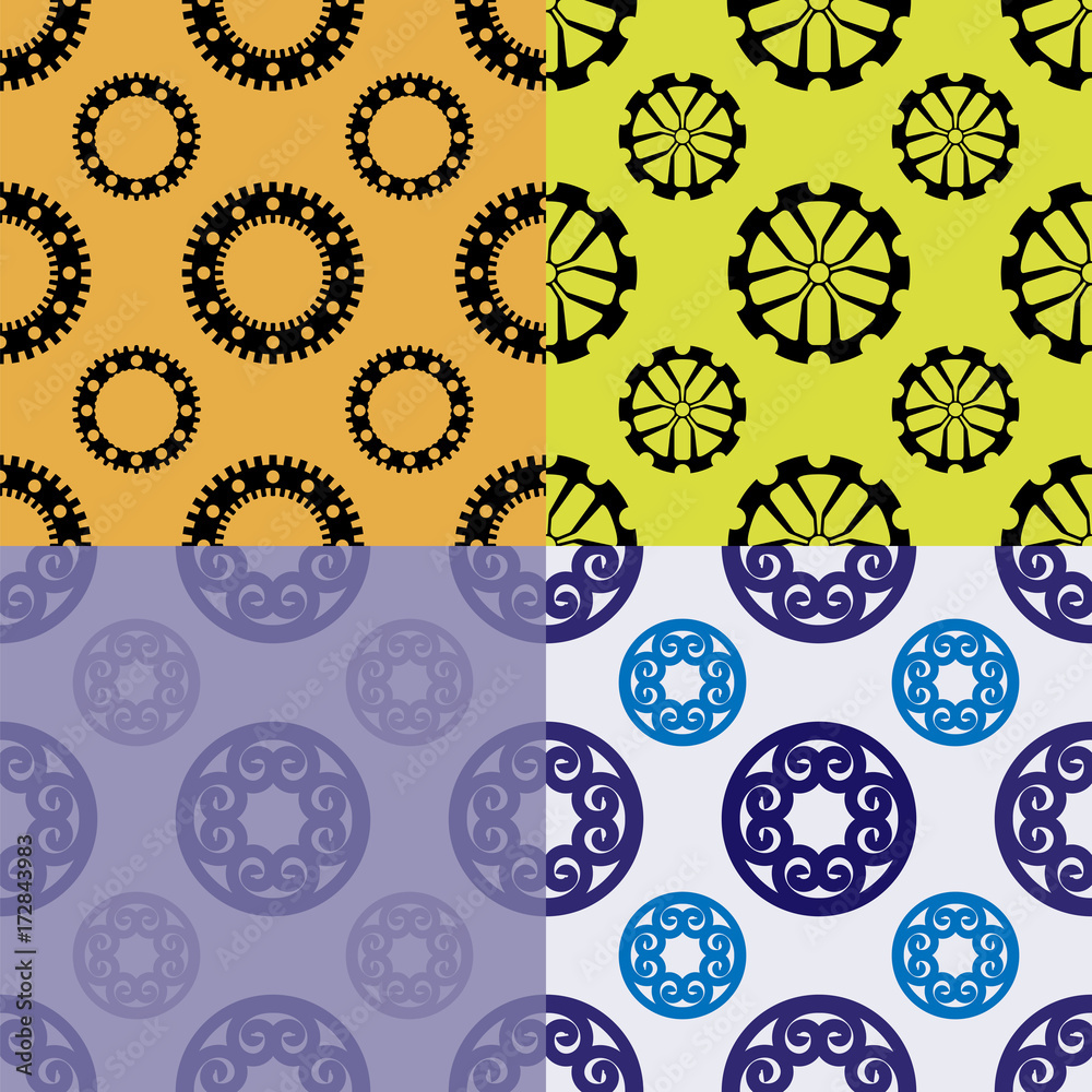 Seamless patterns from wheels and gears
