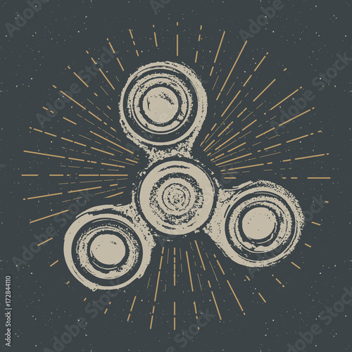 Spinner vintage label, Hand drawn sketch, grunge textured retro badge, typography design t-shirt print, vector illustration