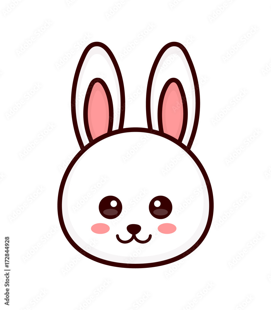 Cute bunny. rabbit face. Vector modern line outline flat style cartoon  character illustration. Isolated on white background. Design for child kids  rabbit t-shirt Stock Vector | Adobe Stock