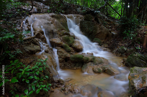 Beautiful waterfall in the deep forest,Pha Tat Waterfall, Kanchanaburi province, Thailand