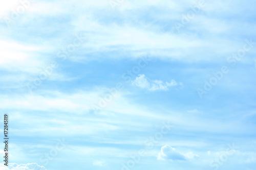 Blue sky background with white clouds.