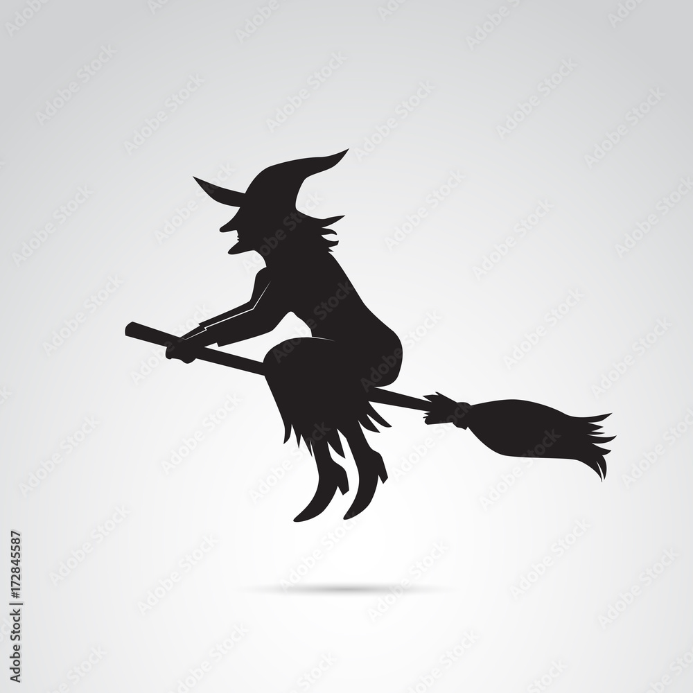 Witch on broom vector icon. Witch on broom vector icon.