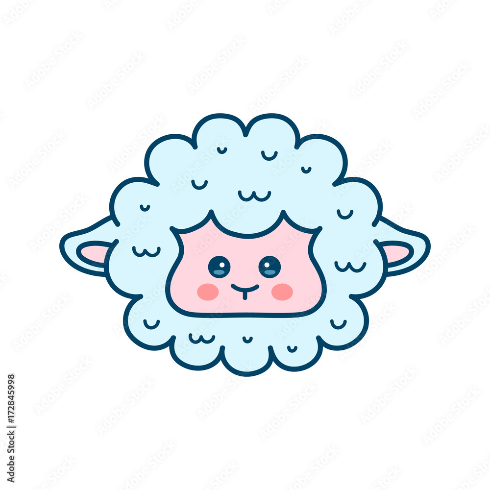 Cute sheep. lamb face. Vector modern line outline flat style cartoon  character illustration. Isolated on white background. Design for child kids  t-shirt Stock Vector | Adobe Stock
