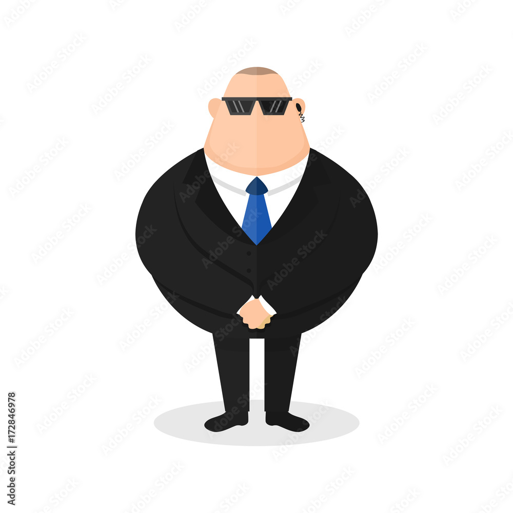 Strong bodyguard, security guard. Young sick man cough. Vector modern flat  style cartoon character illustration icon design. Isolated on white  background. Save concept Stock Vector | Adobe Stock