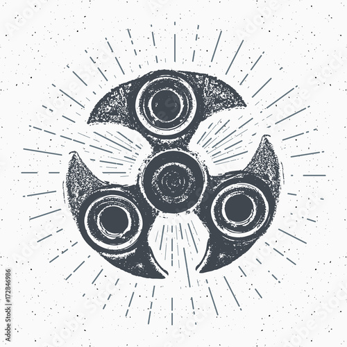 Spinner vintage label, Hand drawn sketch, grunge textured retro badge, typography design t-shirt print, vector illustration