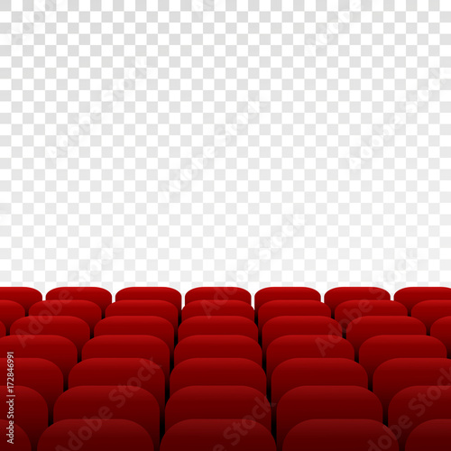 Rows of cinema or theater scene and seats on transparent background. Vector Illustration