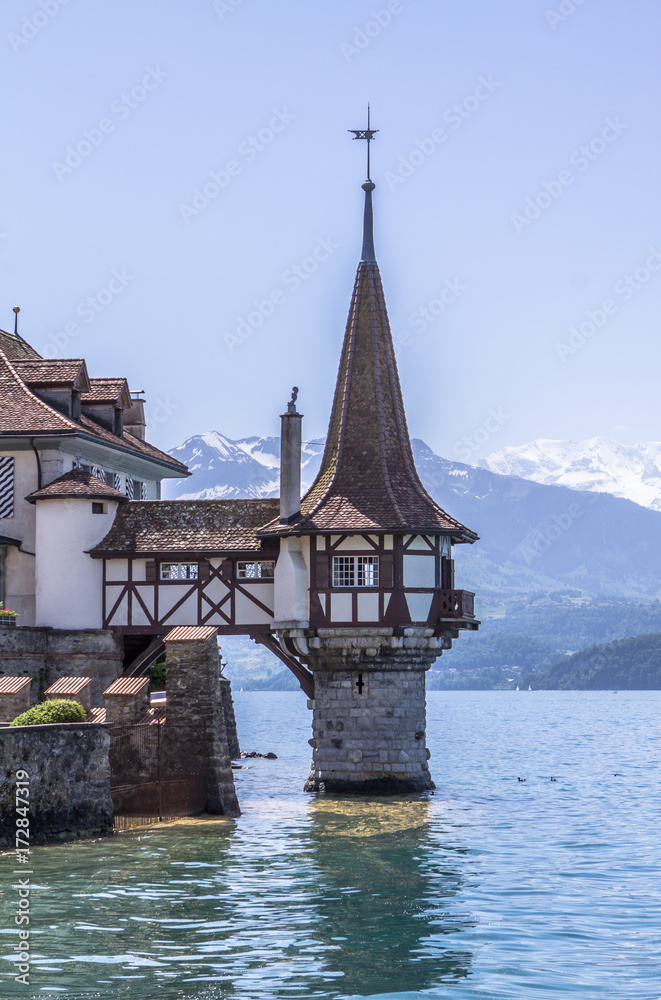 Oberhofen castle on the lake Thun in Switzerland