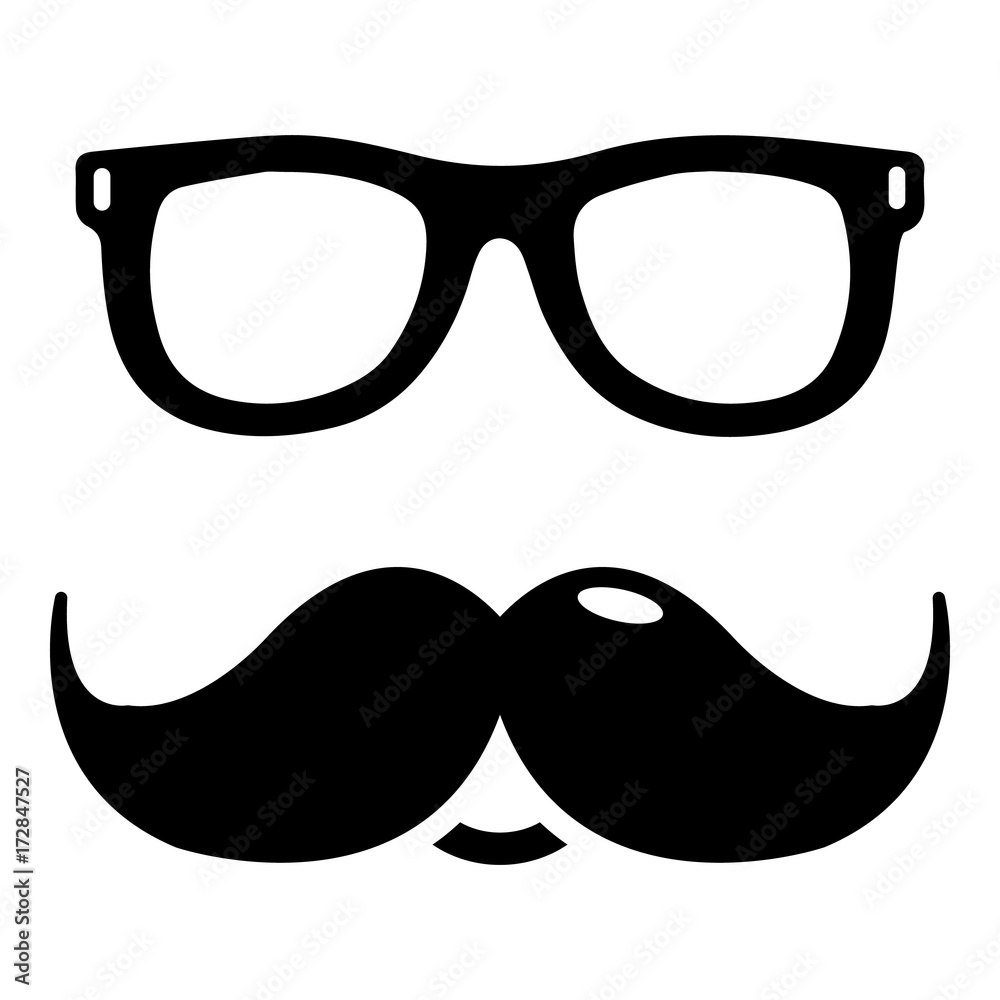 Nerd glasses mustaches icon , simple style Nerd glasses mustaches icon , simple style
