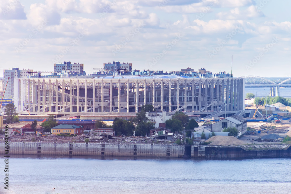 Construction of the stadium for football. Nizhny Novgorod